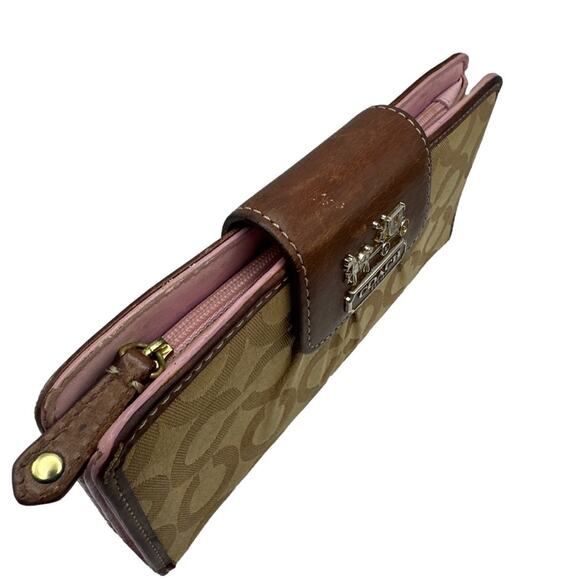 COACH Brown Signature Canvas Wallet - Picture 4 of 10